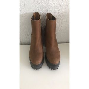 Brown leather boots