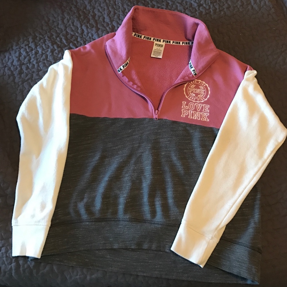 VS PINK color blocking zip sweatshirt