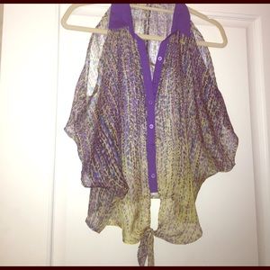 Open shoulder colored shirt