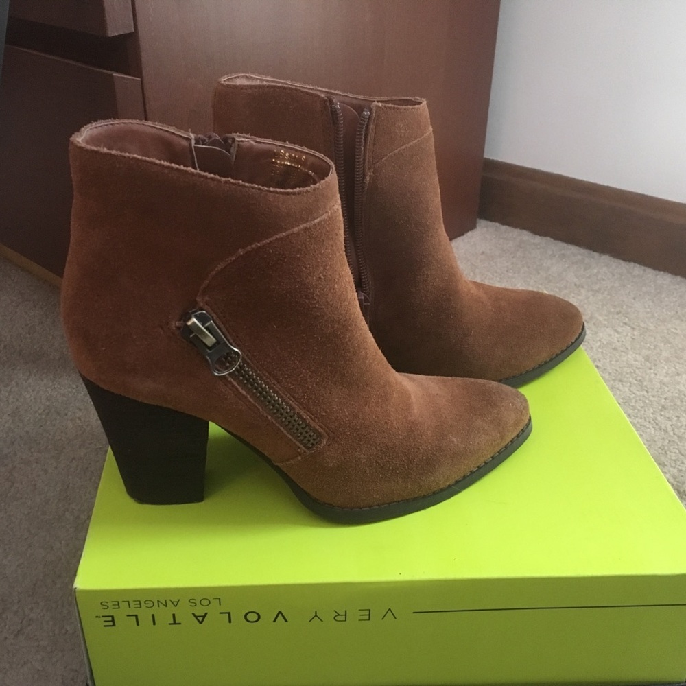 Tan suede booties