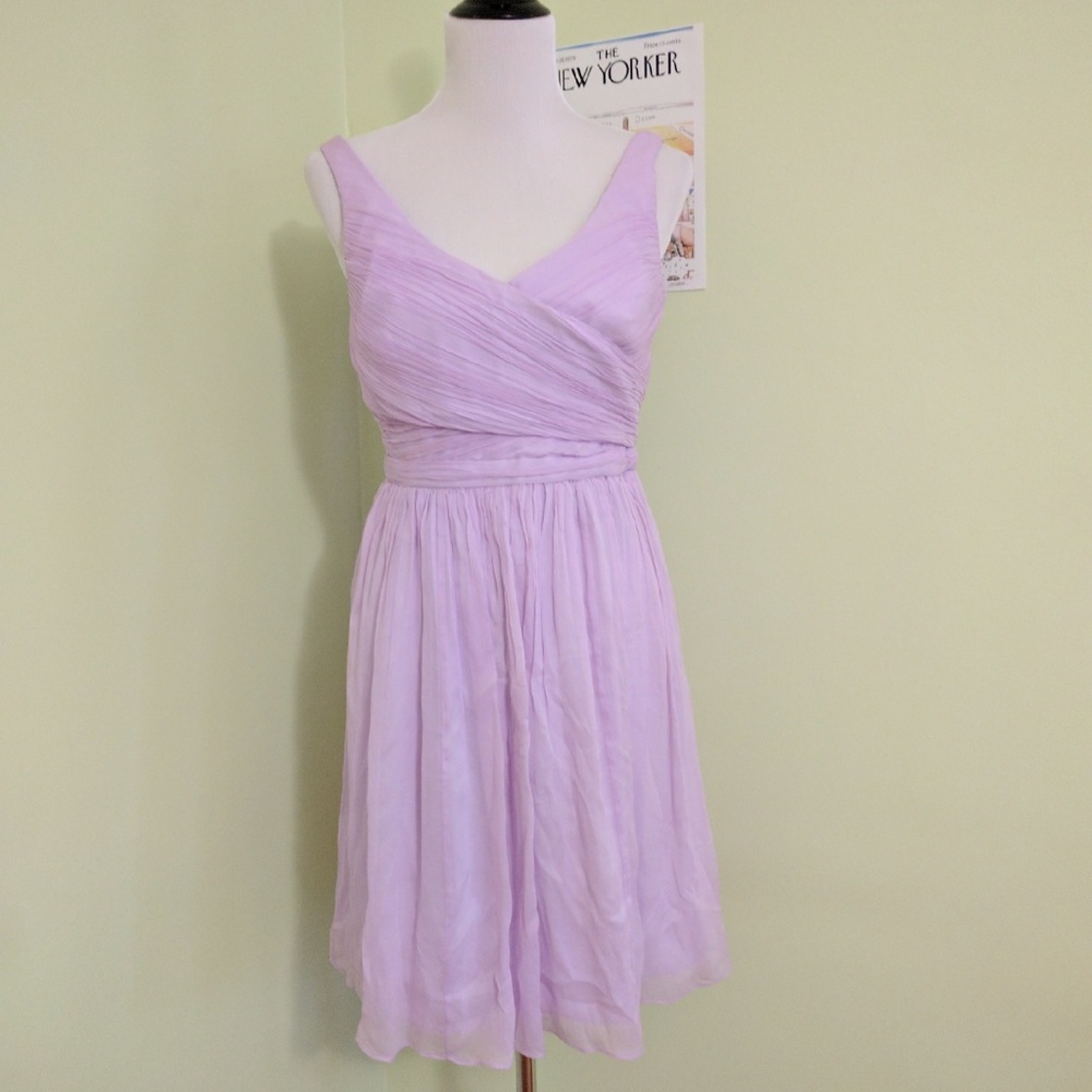 J. Crew lavender orchid chiffon bridesmaid Heidi