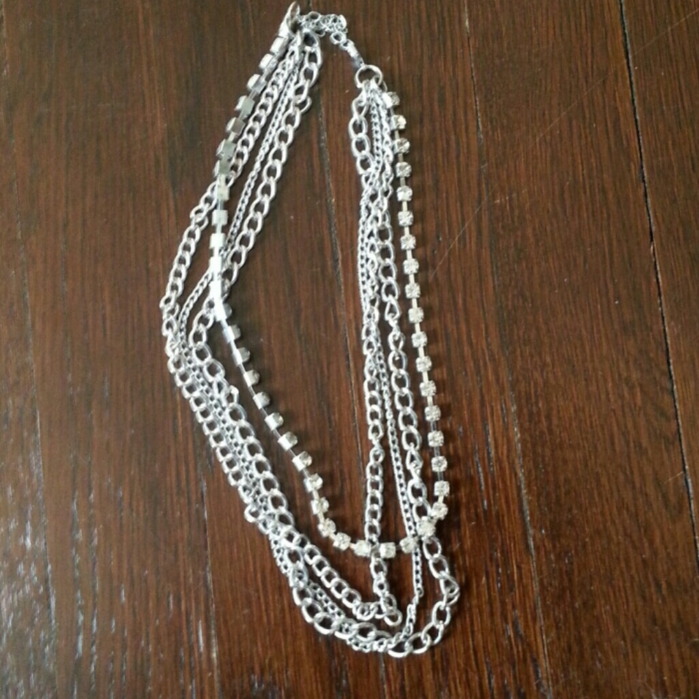 Silver tone and cz necklace