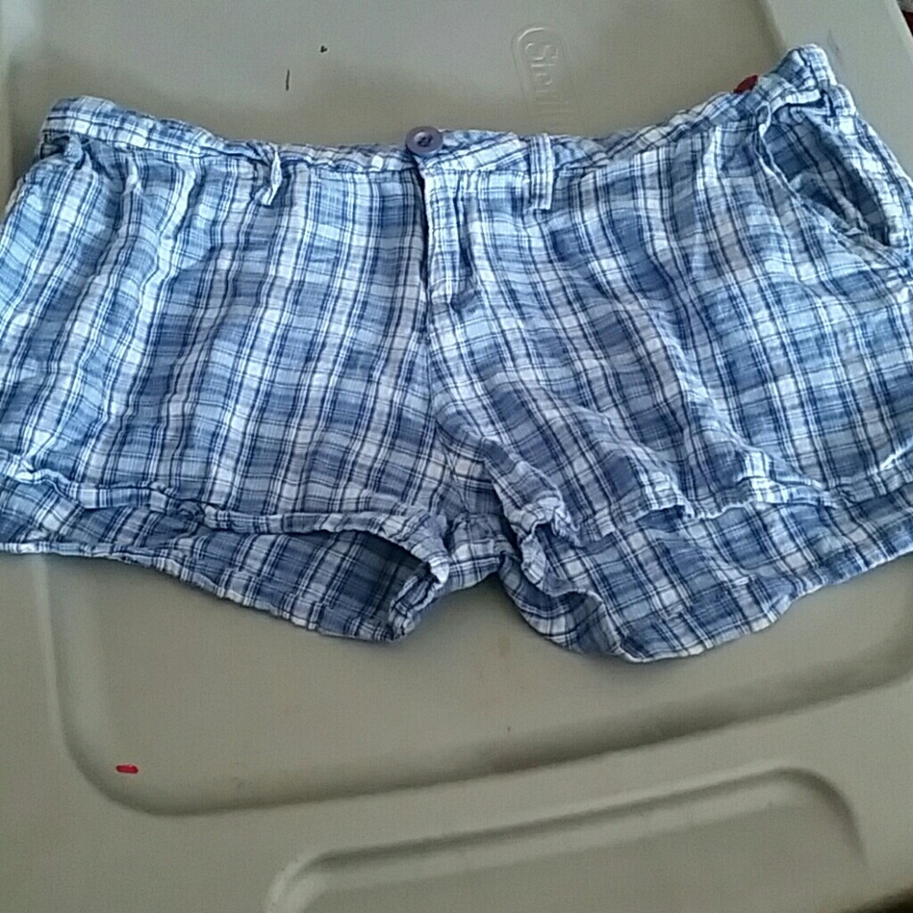 Blue plaid shorts