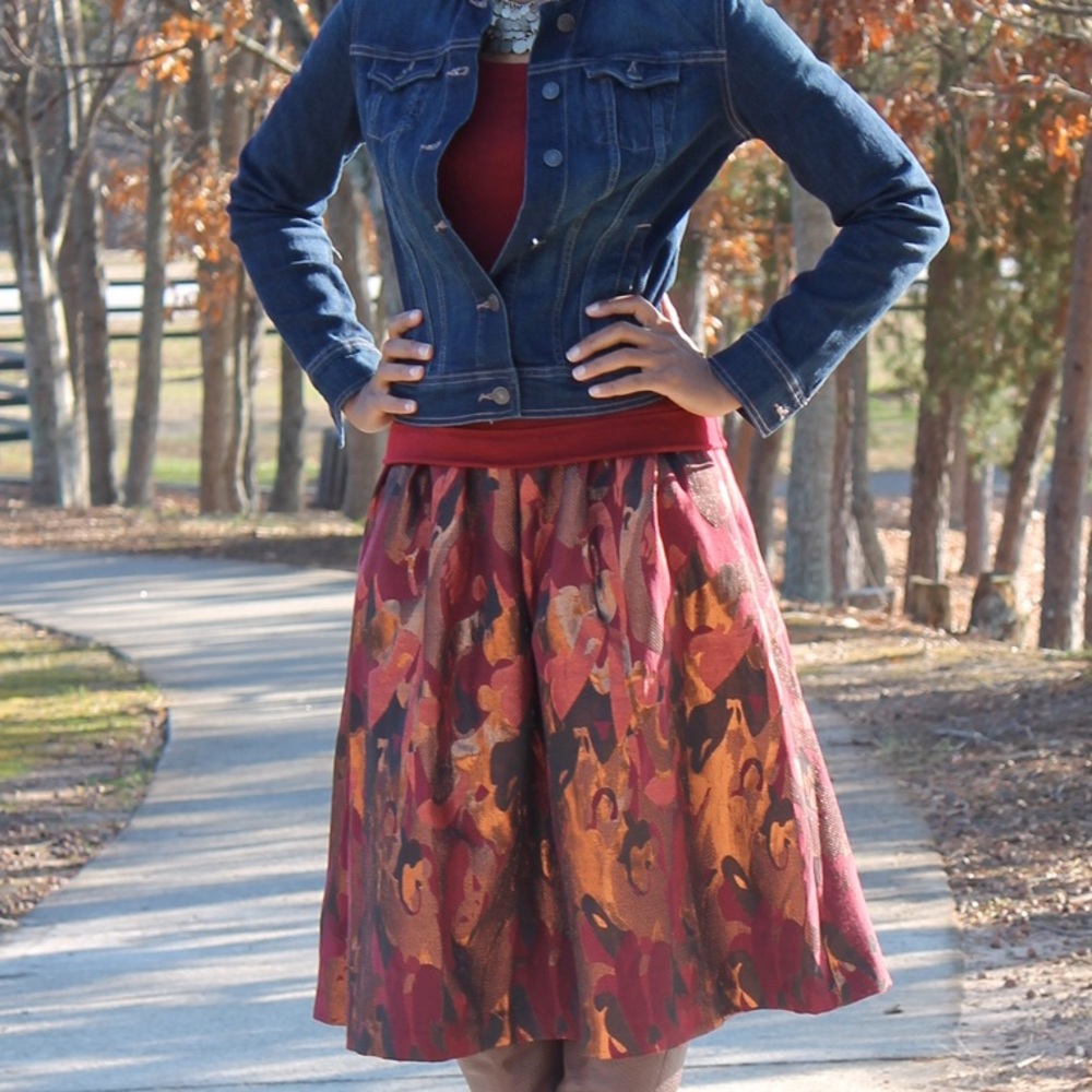 ASOS Metallic Jacquard Floral Midi Skirt