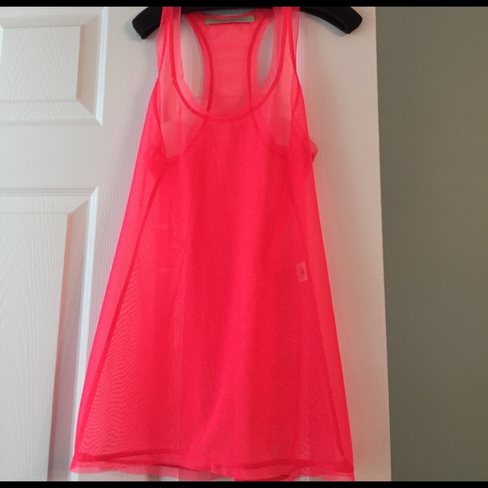 Shely Steffee bright pink fine mesh tank top