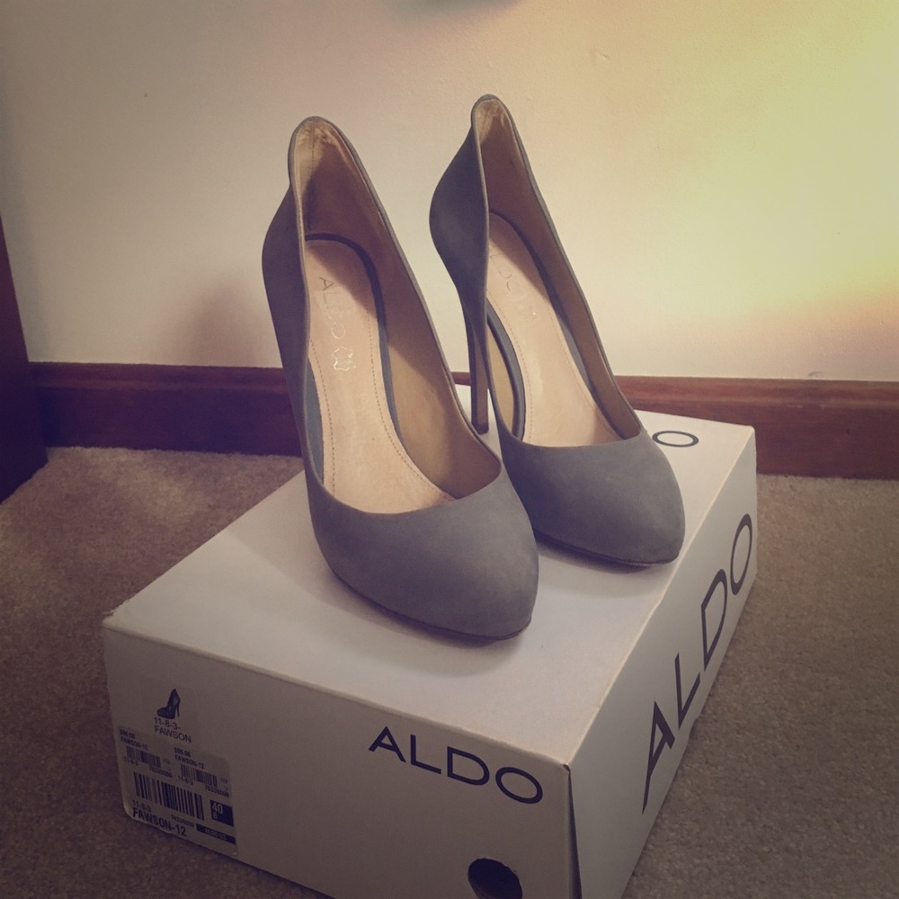 Grey platform heels