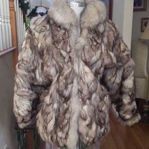 Saga Fox woman fur jacket new Blue Fox size M