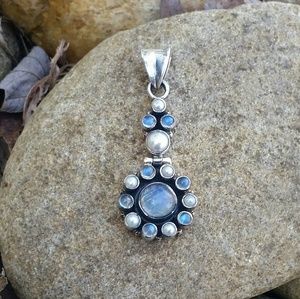 Gorgeous Blue Moonstone Pearl Pendant