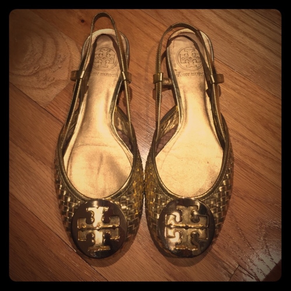 Tory Burch Logo-Embellished Slingback Flat