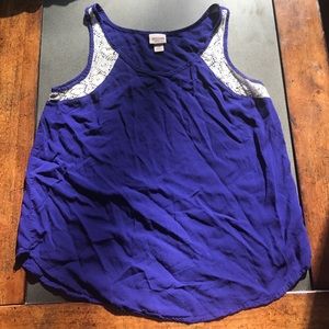 Royal blue tank with crochet accent
