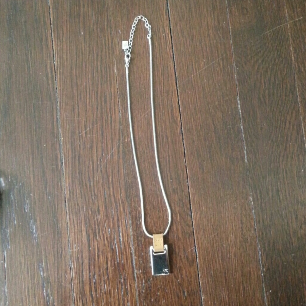Leather and silver Stamped AK  necklace