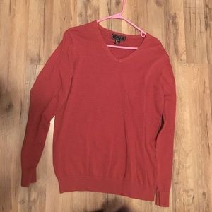 Men's burnt orange v-neck sweater