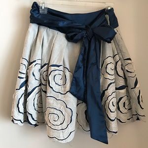 Flowered cream and navy skirt