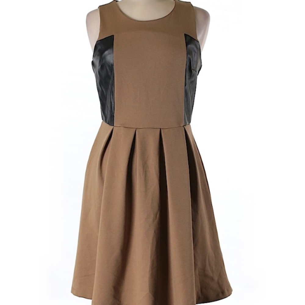 Faux Leather cutout A-Line dress
