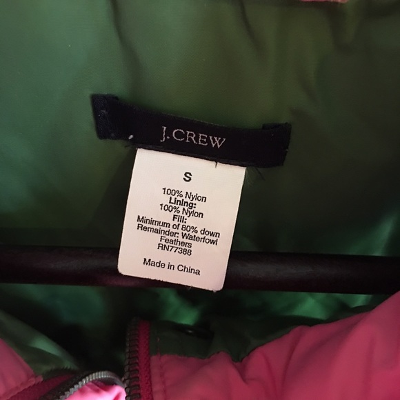 J. Crew Down Puffer Vest - Pink with Green Lining - Picture 2 of 6