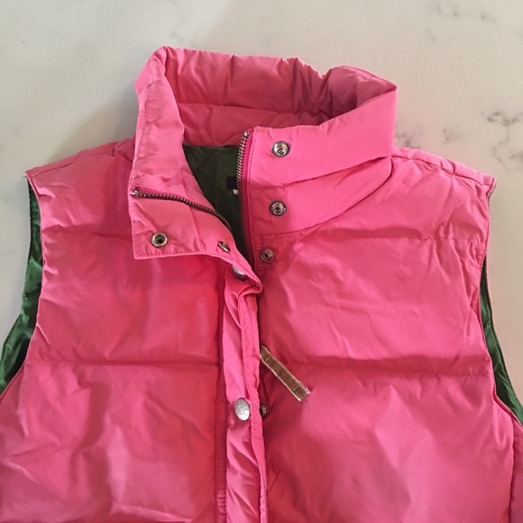 J. Crew Down Puffer Vest - Pink with Green Lining - Picture 4 of 6