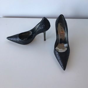 GUESS Black Sequin Pointed Toe Pumps