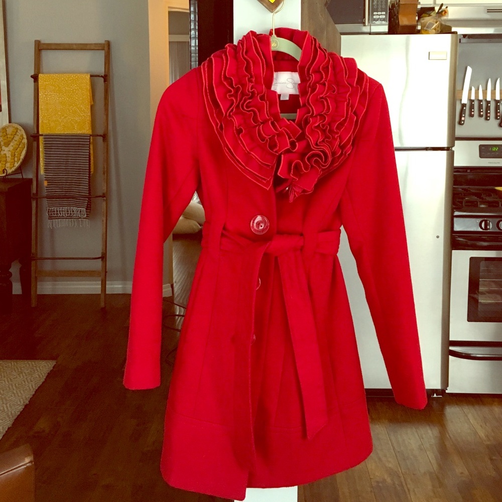 Jessica Simpson red wool coat