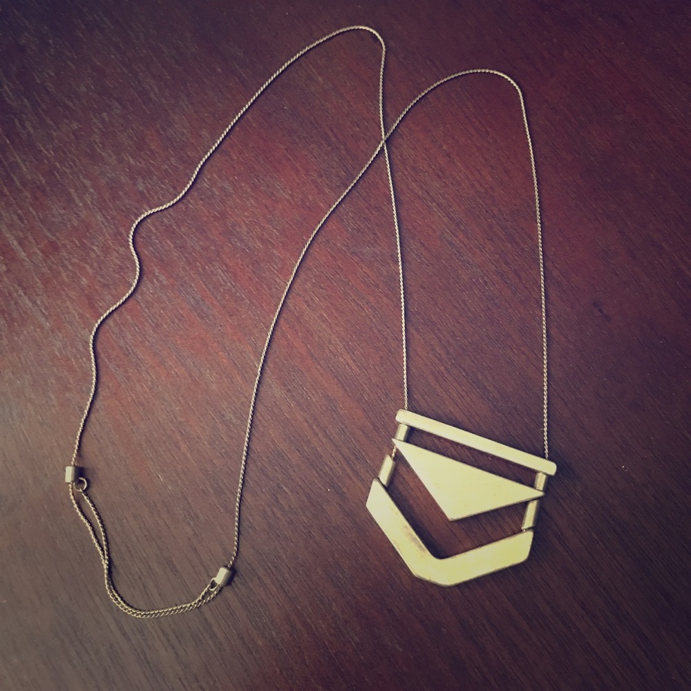 Gold Chevron Long Necklace