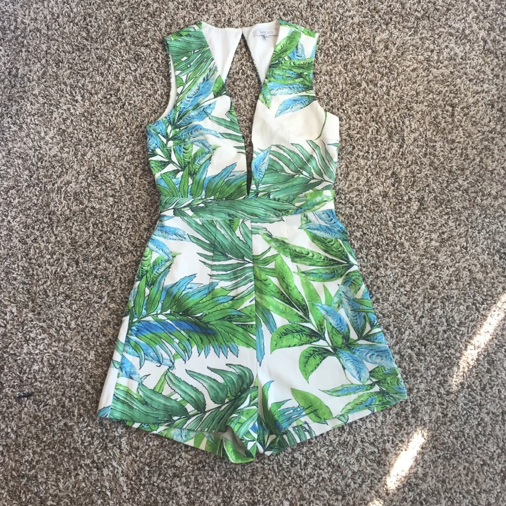Adorable blue and green tropical romper