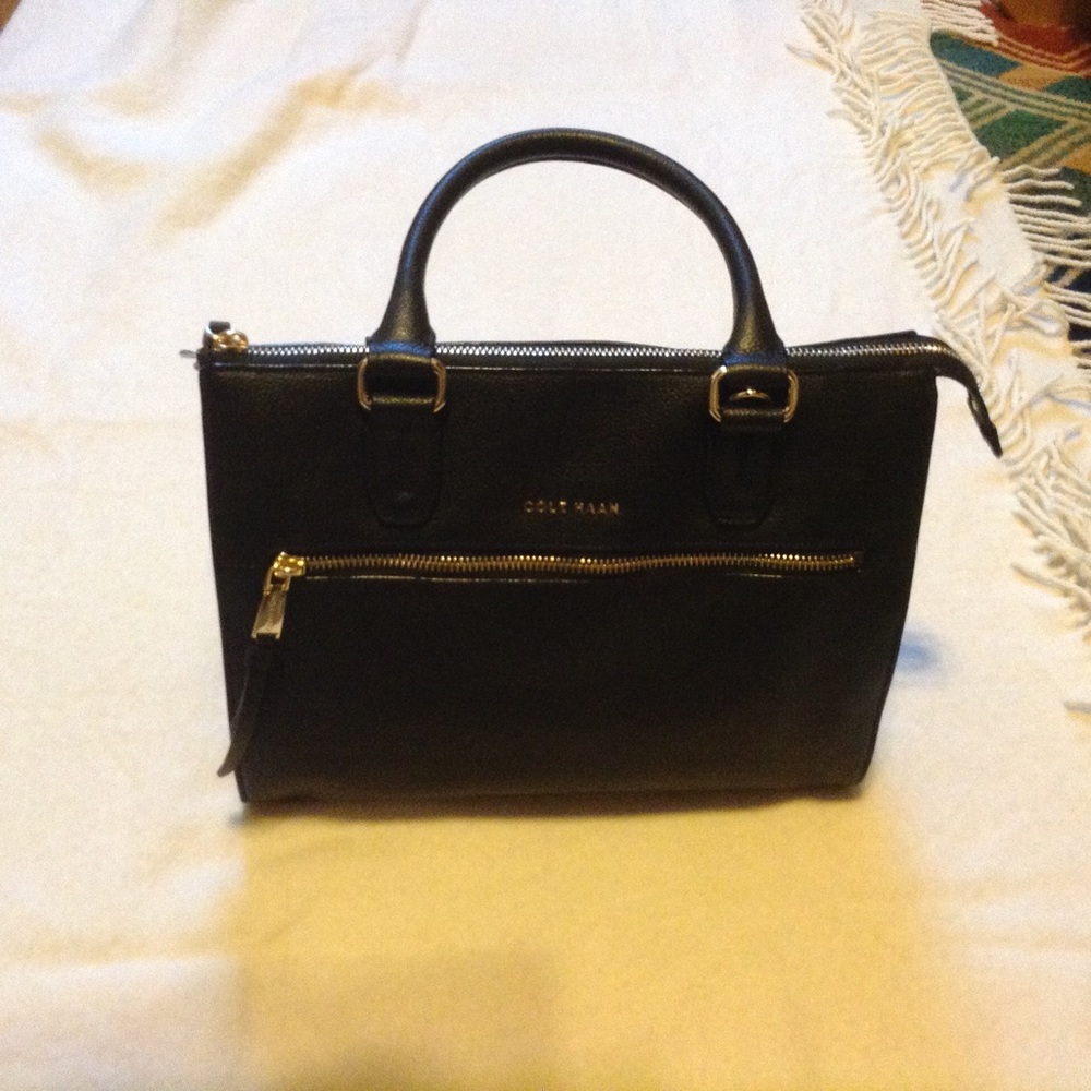 Cole Haan black leather "Antonia" Satchel. NEW!