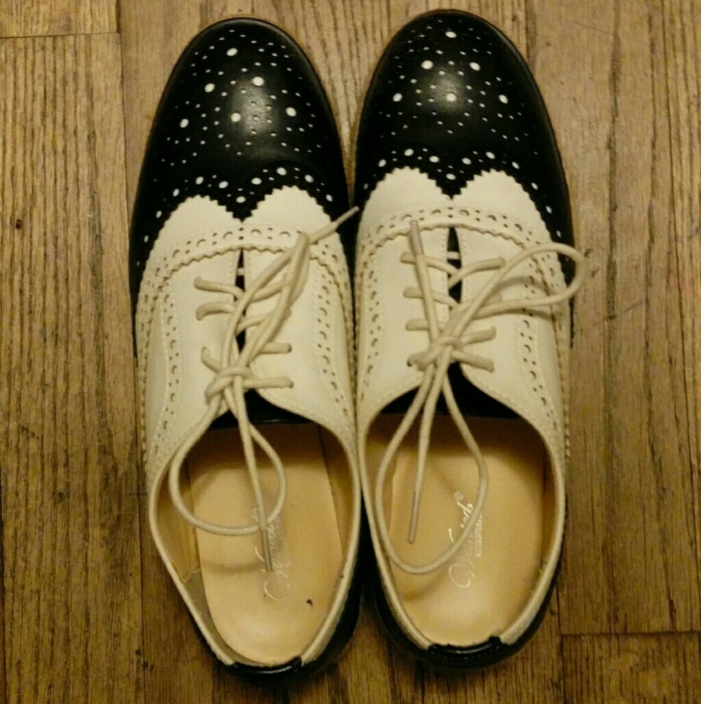 Black and white kawaii oxfords