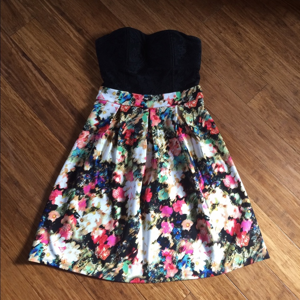 Black and Floral Dress Homecoming