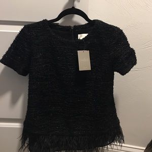 Anthropologie Feather Detail Tunic Top