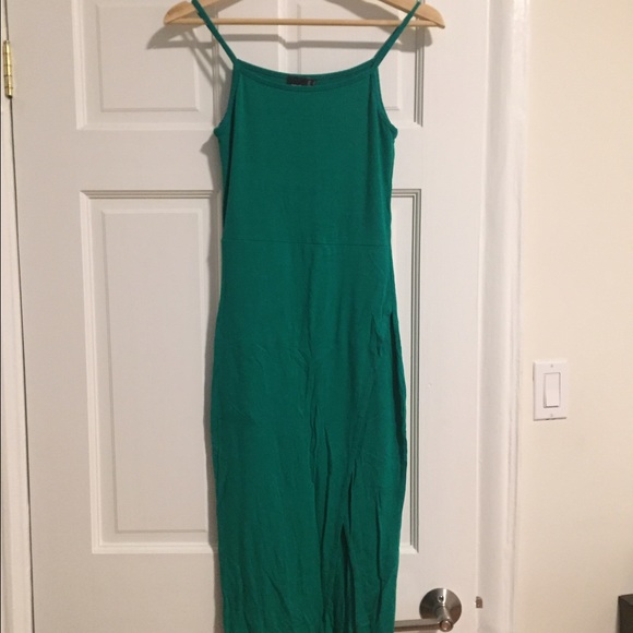ASOS Green Midi Dress w/ Front Slit - Picture 2 of 4