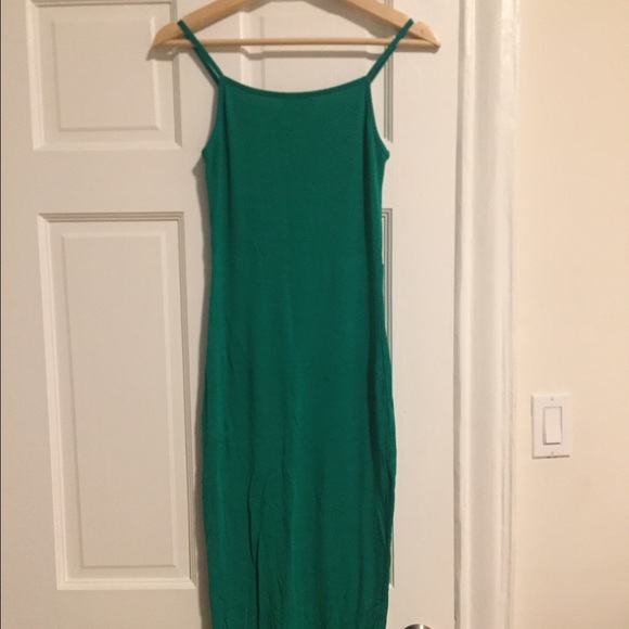 ASOS Green Midi Dress w/ Front Slit - Picture 3 of 4