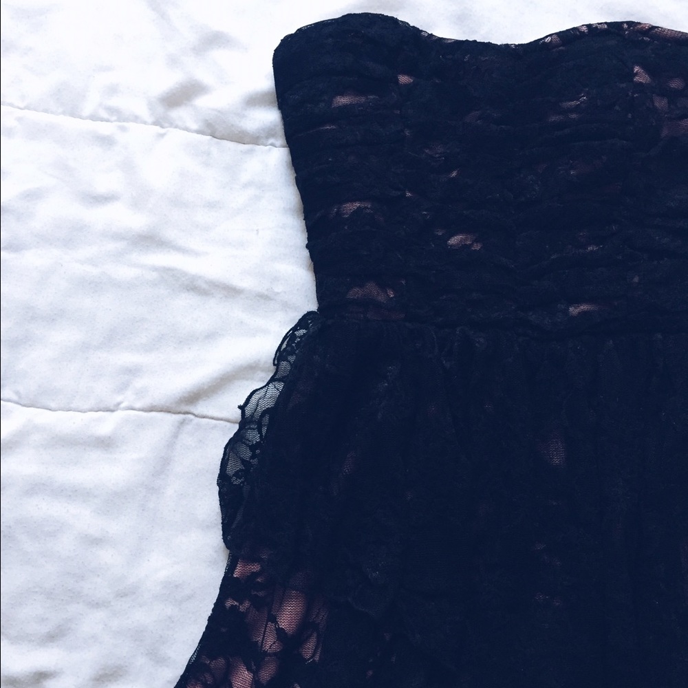 black lace dress with pink