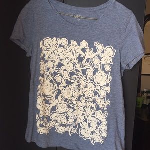 Loft Heather blue tee white florals