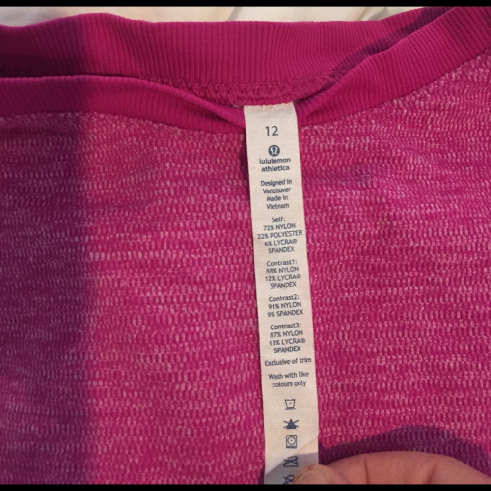 Lululemon size 12 dark pink top