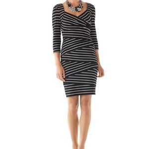 WHBM 3/4 Sleeve Striped Instantly Slimming Dress
