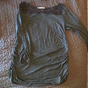 NWOT Grey lace pika-boo shirt