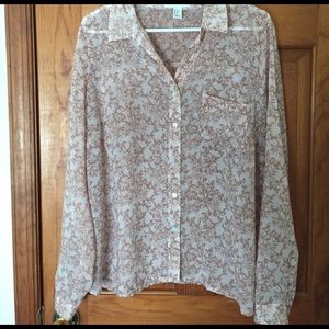 Blush pink/cream printed top