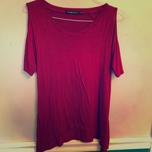JC penny's red shoulder cut shirt
