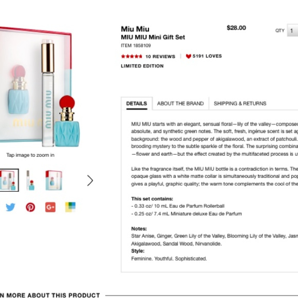 Miu miu travel set