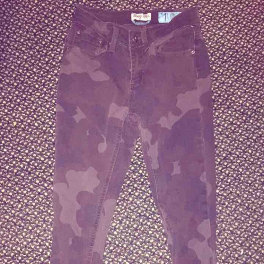 indigo rein camo high waisted jeans