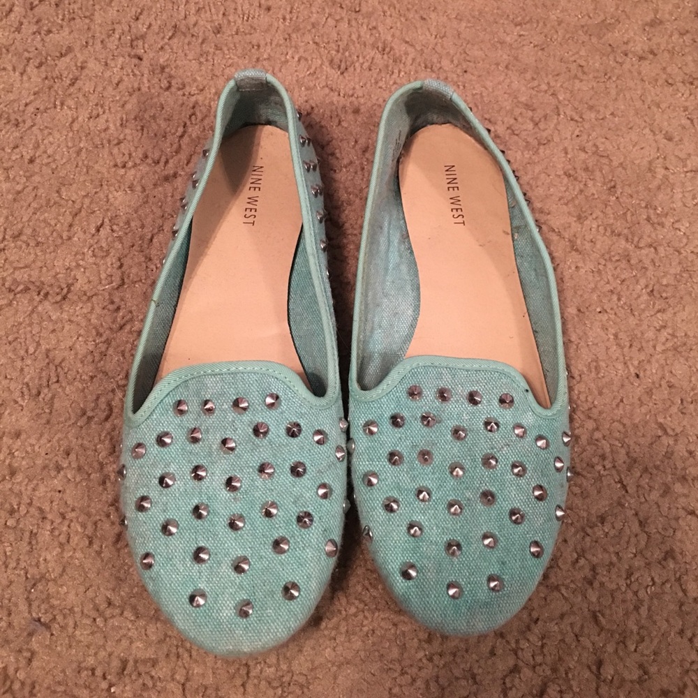 Mint studded loafers