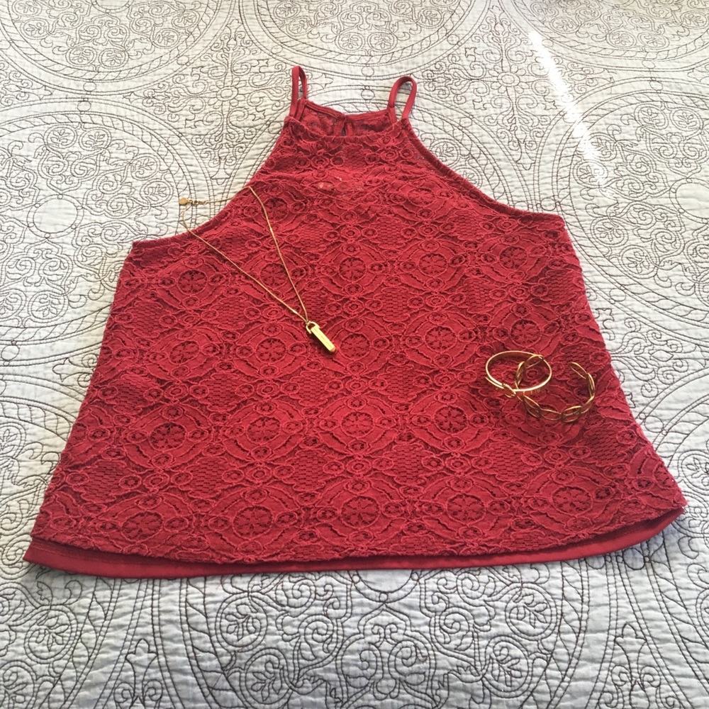 Monteau Los Angeles Burgundy Lace top, XL