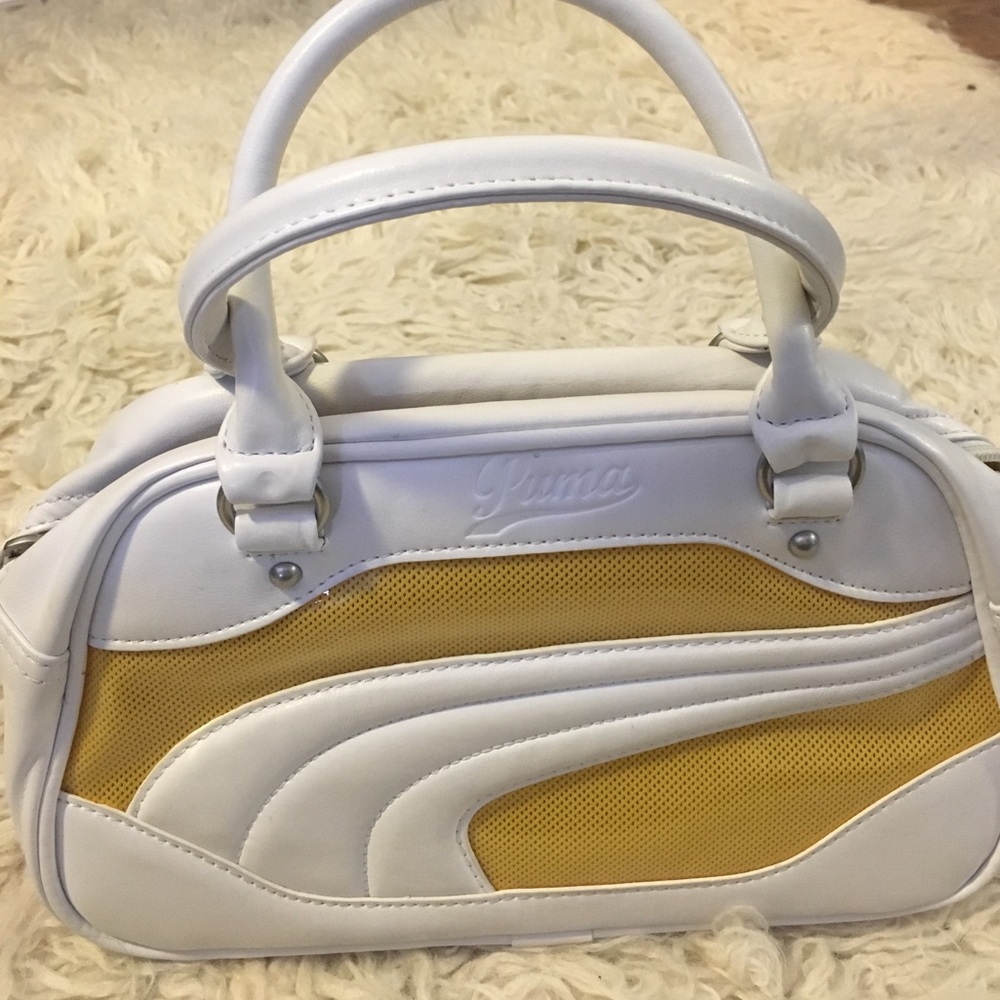 Puma yellow and white handbag