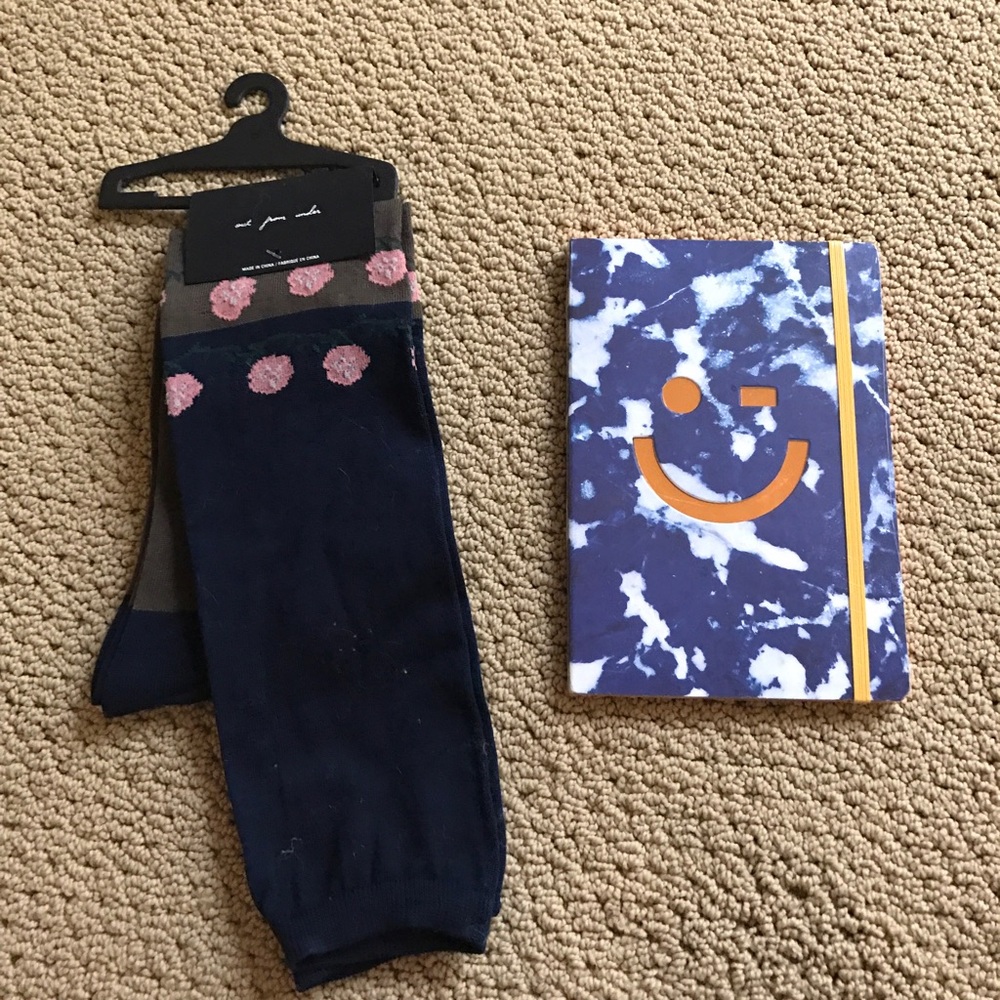 Urban Outfitters Socks and Notebook