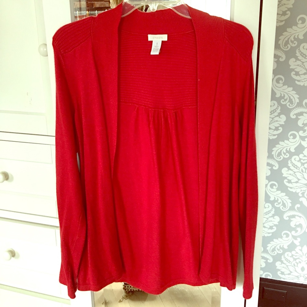 Silk,angora and nylon blend red Chico cardigan