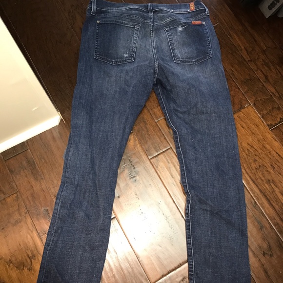 7 For All Mankind Distressed Blue Jeans - Picture 6 of 7