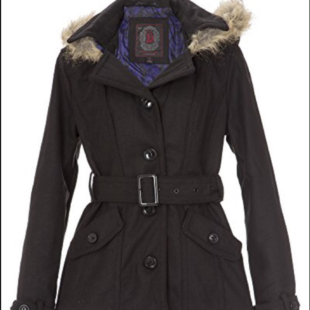 Dollhouse Faux Fur Hooded Wool Coat