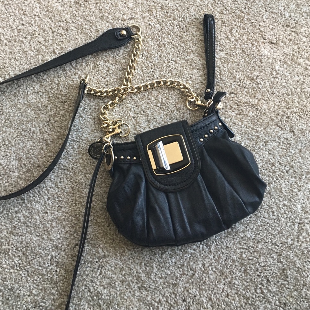 Small Guess crossbody bag black with gold hardware