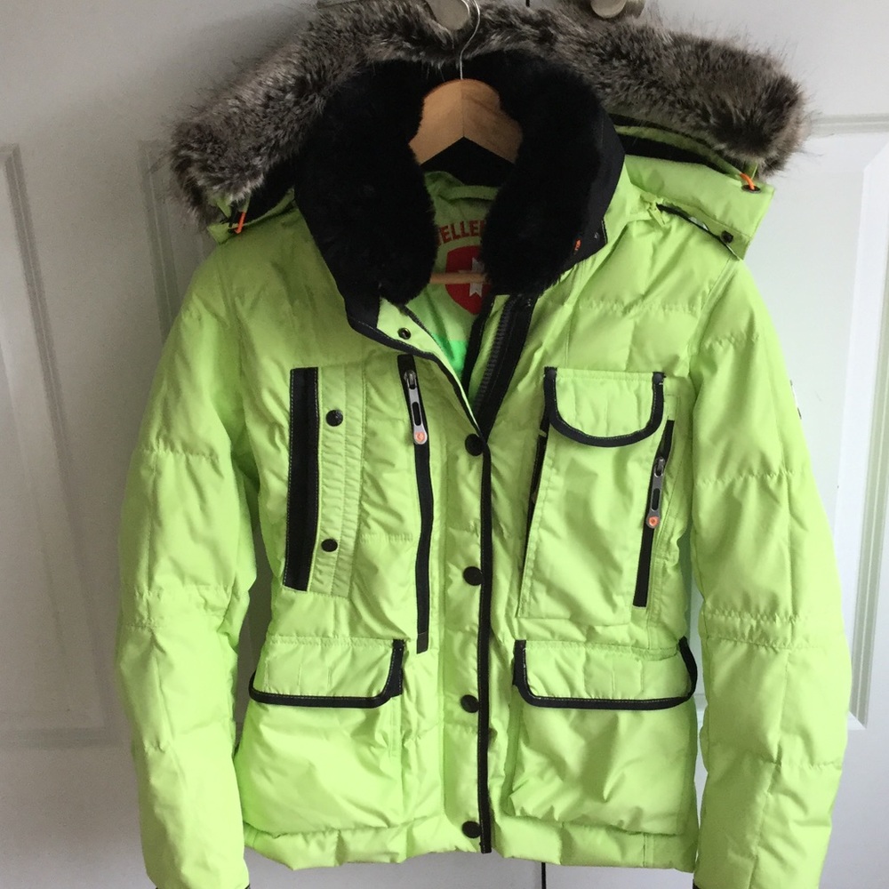 Green and black ski jacket