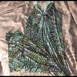 One World Peacock Print Maxi Dress