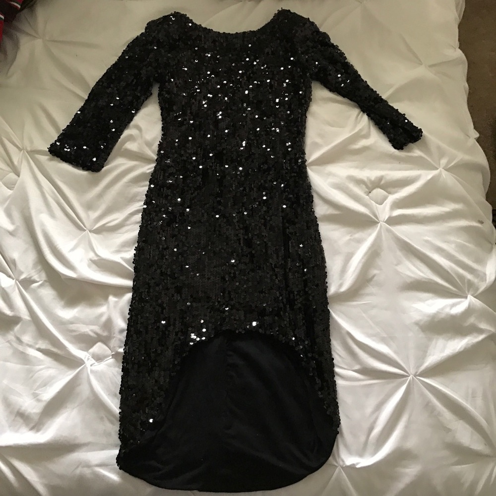 Foreign Exchange Black Sequined Cocktail Dress